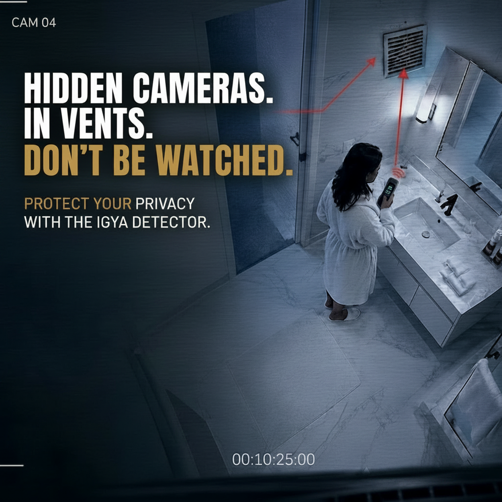 IGYA Intelligent Detector black device in a hand while inspecting an entryway